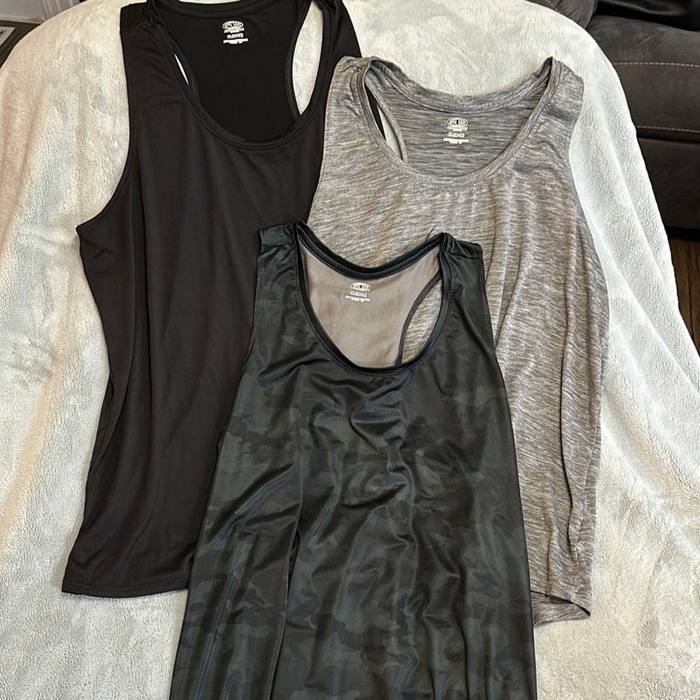 Athletic Works Black and Gray Sleeveless Tank Tops